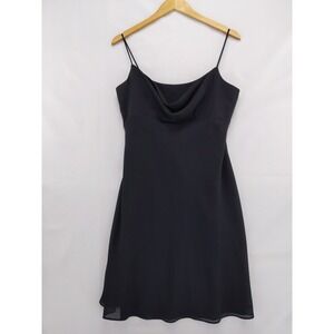 Vintage 90s Y2K Chelsea Nites Cocktail Dress Womens 10 Black Drape Neck
